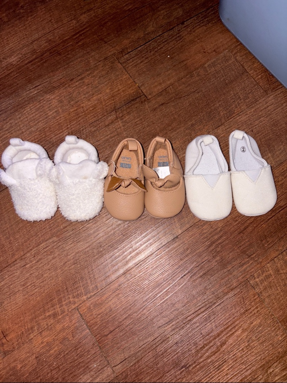 3 Baby Slip-On Shoes in Light Beige&White&white glitter super cute